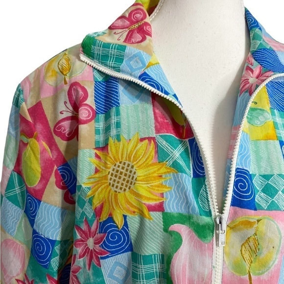 Koret Vintage 80s 90s Patchwork Print Windbreaker Zip Up Jacket - Picture 4 of 14